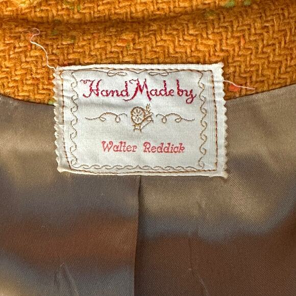 Vintage Handmade Walter Reddick Woven Orange‎ Cape Dress Small Elegant Regency - Picture 13 of 14